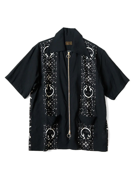 Kapital: Silk Rayon Havananaja Drizzle Cuba Shirt - Black - K2405SS219
