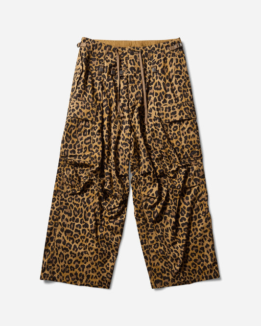 Kapital: Cotton Herringbone Leopard Jumbo Cargo Pants - Brown - K2409LP008