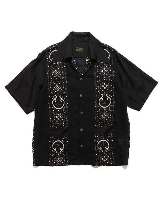 Kapital: Silk Rayon Havananaja Drizzle Cuba Shirt - Black - K2405SS219