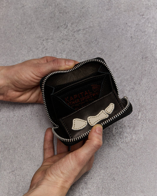 Kapital: Thumbs-Up Bone Hand Zip Mini Wallet - Black - EK1401XG