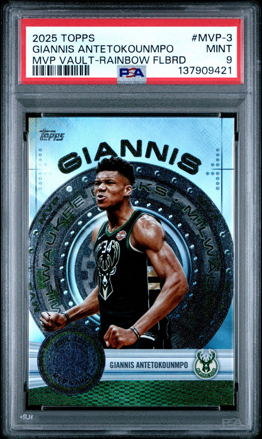 2025 Topps Mvp Vault MVP-3 Giannis Antetokounmpo Rainbow Foilboard - PSA Graded Card