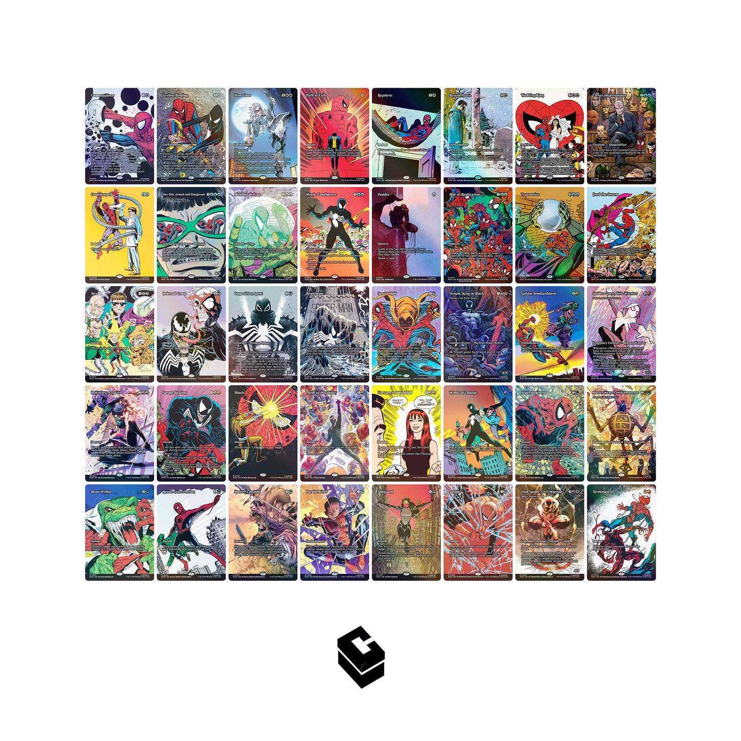 Magic The Gathering x Marvel Spider-Man Source Material - FOIL Complete Set of 40 Cards
