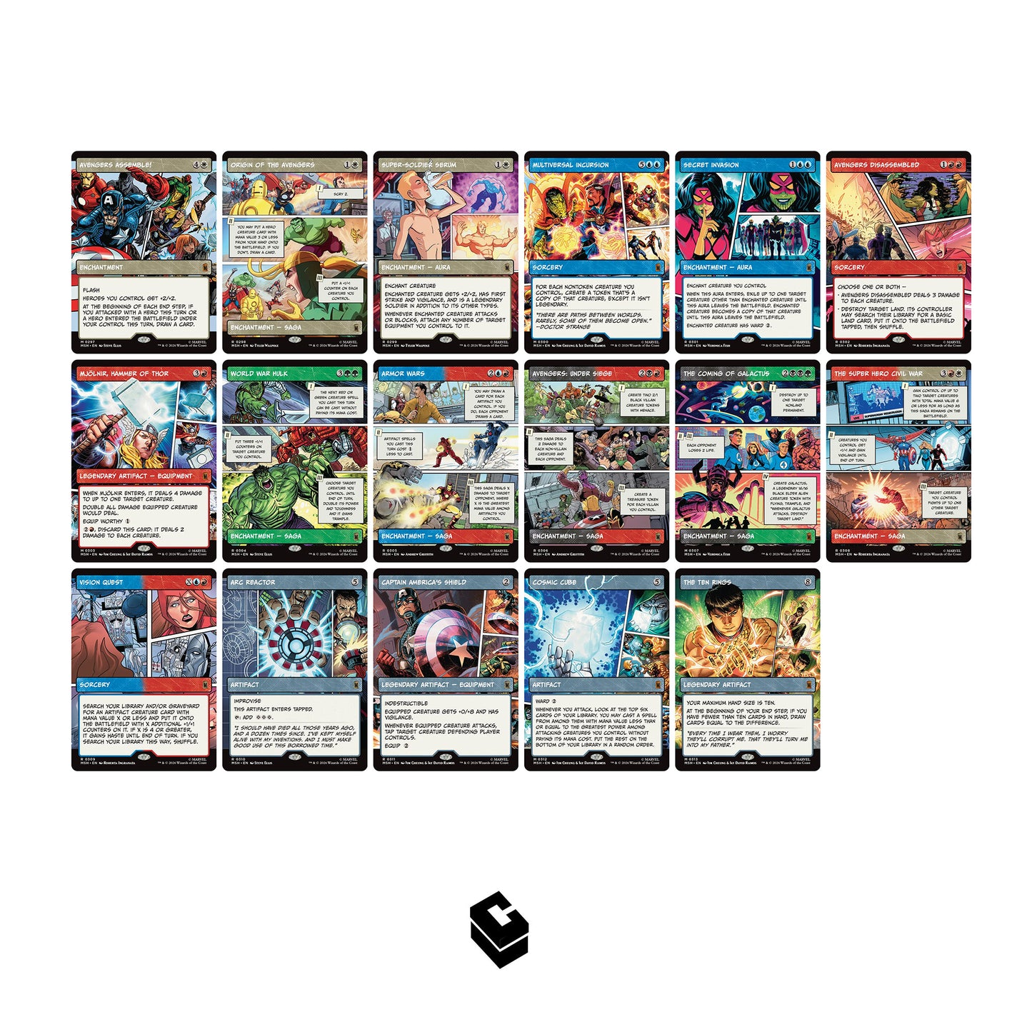Magic The Gathering x Marvel Super Heroes Showcase Panel Cards- NORMAL Complete Set of 17 Cards