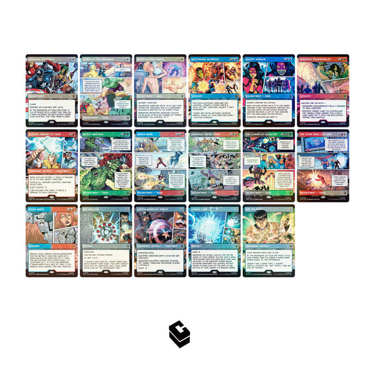 Magic The Gathering x Marvel Super Heroes Showcase Panel Cards- FOIL Complete Set of 17 Cards