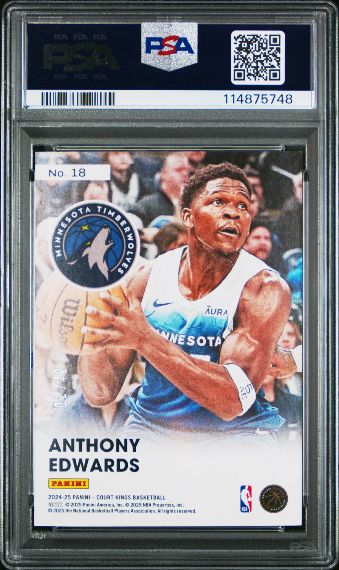 2024 Panini Court Kings Anthony Edwards Double Exposure-Jade PSA 8 Back - Cert #114875748