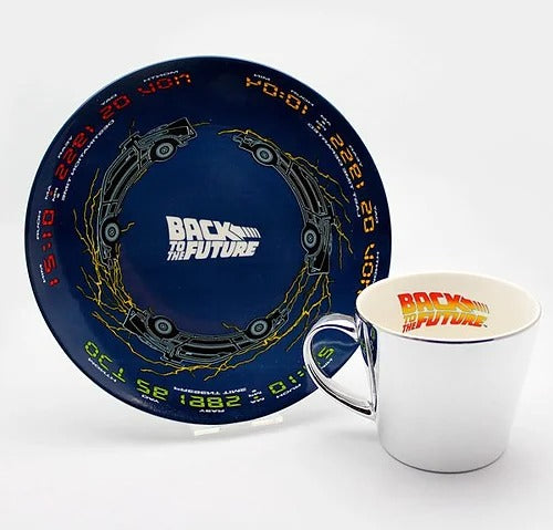 Back To The Future - Delorean Collector Plate & Mirror Mug Set