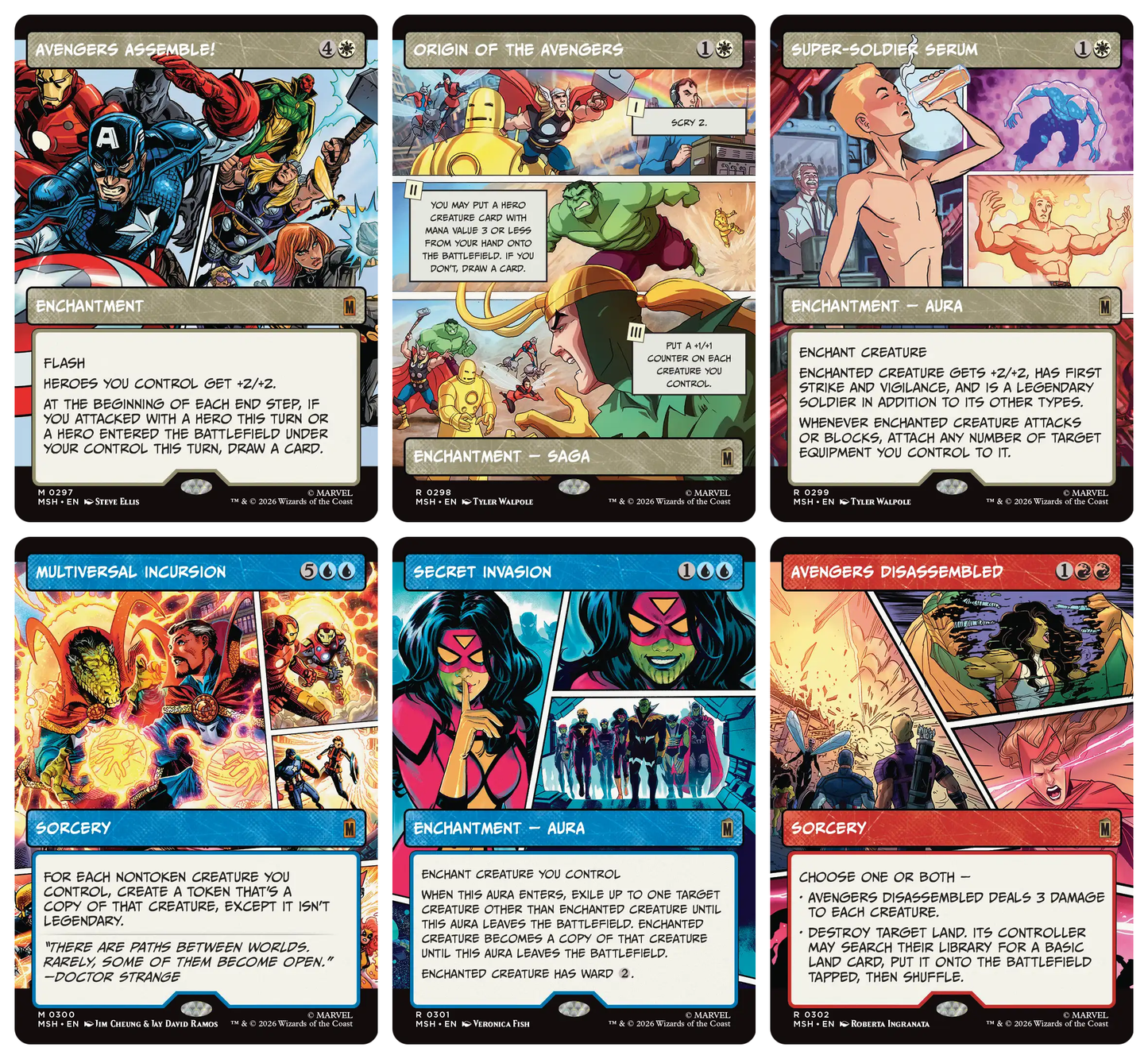 Magic The Gathering x Marvel Super Heroes Showcase Panel Cards- FOIL Complete Set of 17 Cards