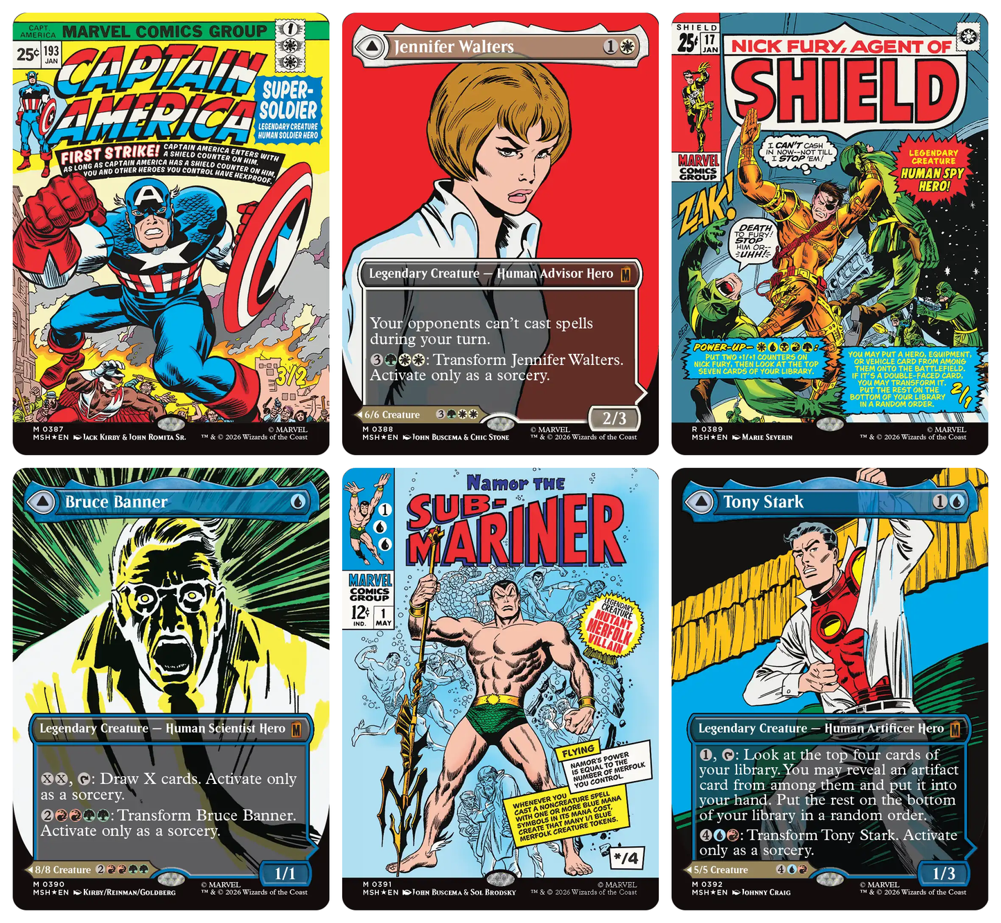 Magic The Gathering x Marvel Super Heroes - FOIL Classic Comic Cards Complete Set of 15