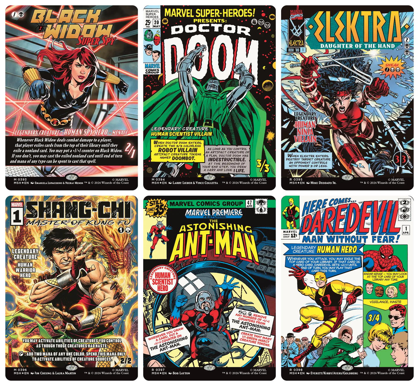 Magic The Gathering x Marvel Super Heroes - FOIL Classic Comic Cards Complete Set of 15