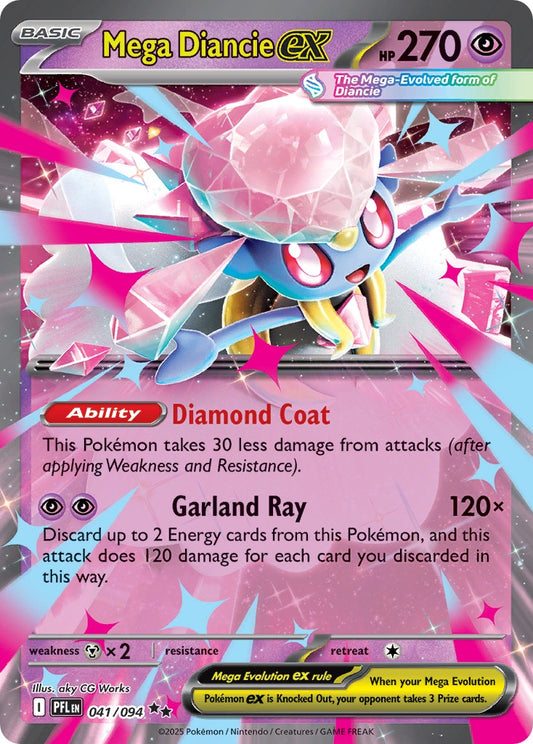2025 Pokemon - Phantasmal Flames - Mega Diancie ex #41 - PFL-EN - Raw Ungraded Card