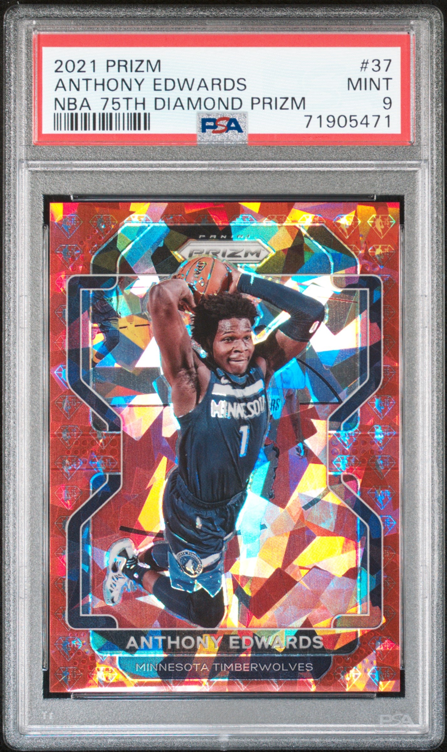 2021 Prizm - Anthony Edwards - NBA 75th Red Diamond Prizm - #37 - PSA Graded Card