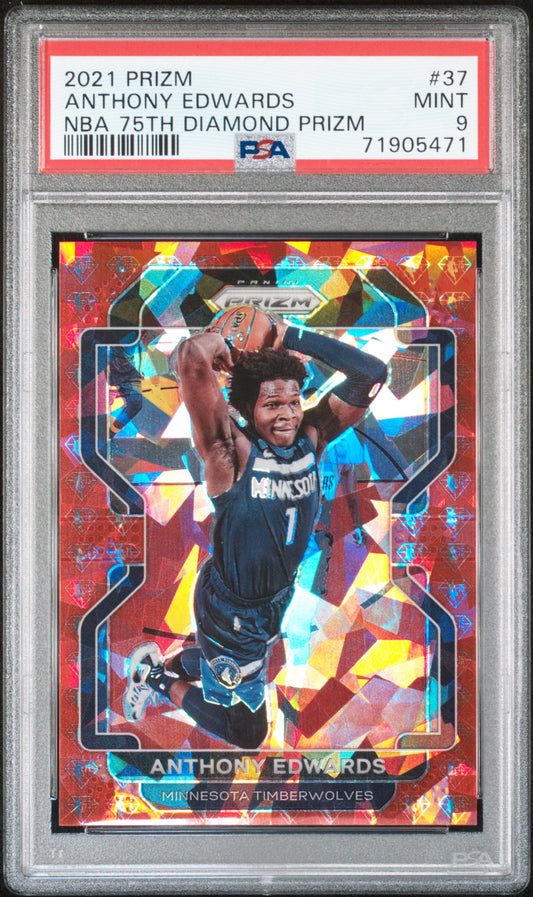 2021 Prizm - Anthony Edwards - NBA 75th Red Diamond Prizm - #37 - PSA Graded Card