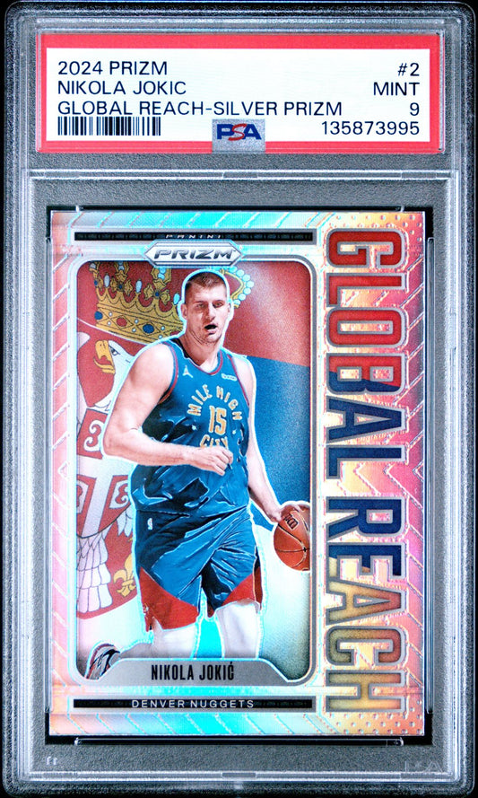 2024 Panini Prizm - Nikola Jokic - Global Reach #2 Silver Prizm - PSA Graded Card