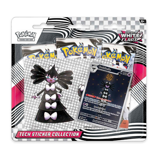 Pokemon - White Flare Tech Sticker Collection - 3 Packs + Gothitelle #211 Illustration Promo