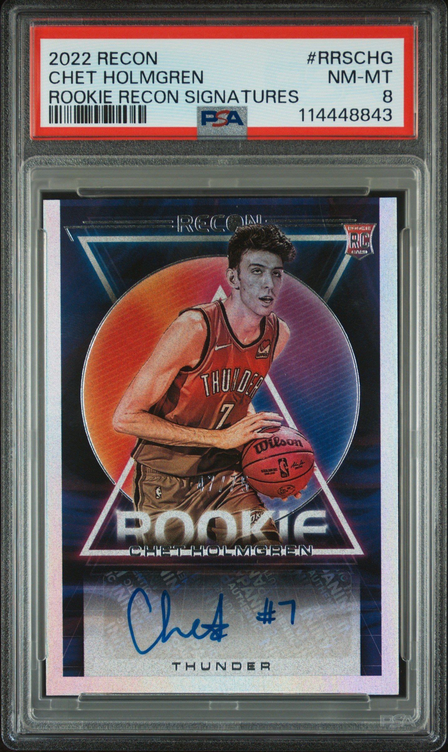 2022 Recon - Chet Holmgren Autograph - Rookie Recon Signatures - Limited to /75 - PSA Graded Car