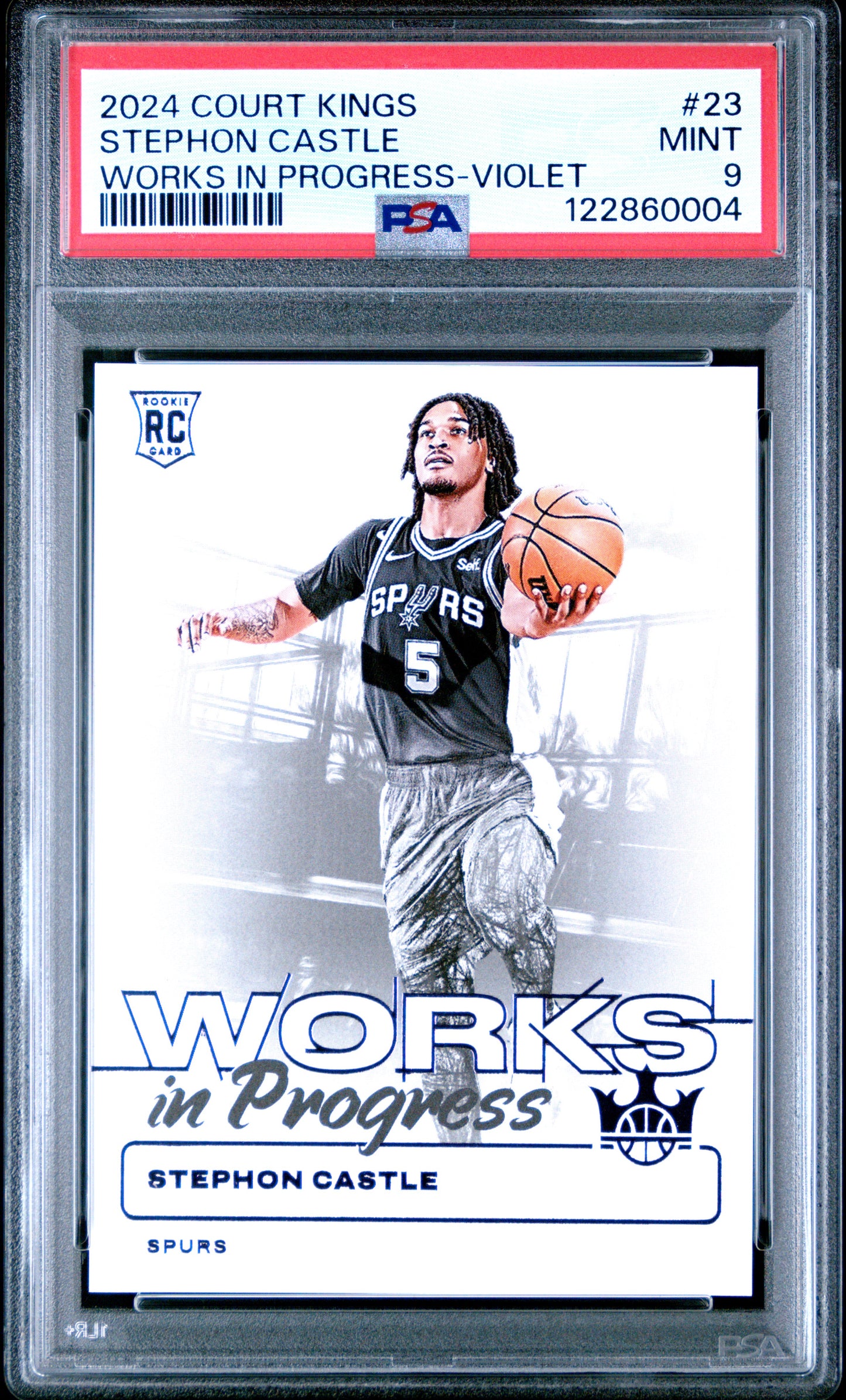 2024 Court Kings - Stephon Castle - Works in Progress Violet - Limited to /49 - #23 - PSA Graded Card (Copy)