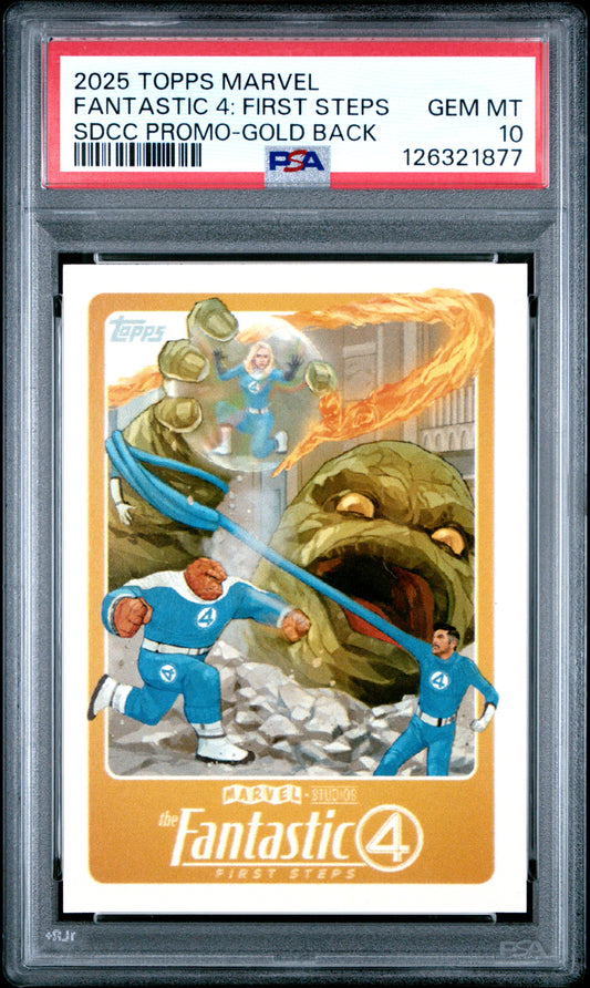 2025 Topps x Marvel - Fantastic 4: First Steps - SDCC Exclusive Promo - Gold Back - PSA 10