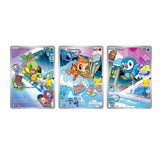 2026 Pokemon - First Partner Illustration Collections - Turtwig #40 Chimchar #41 Piplup #42 - Ungraded Raw Cards