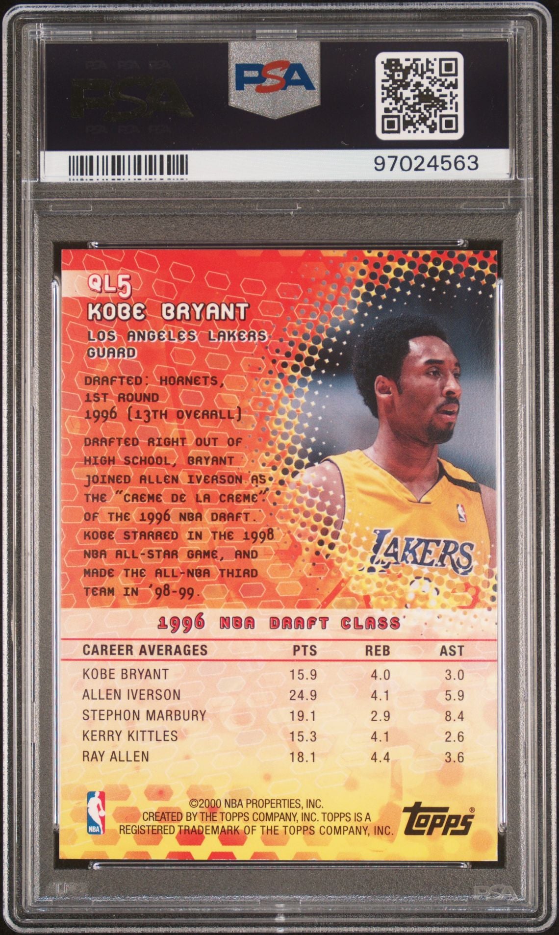 2000 Topps - Kobe Bryant - Quantum Leaps - #OL5 - PSA Graded Card