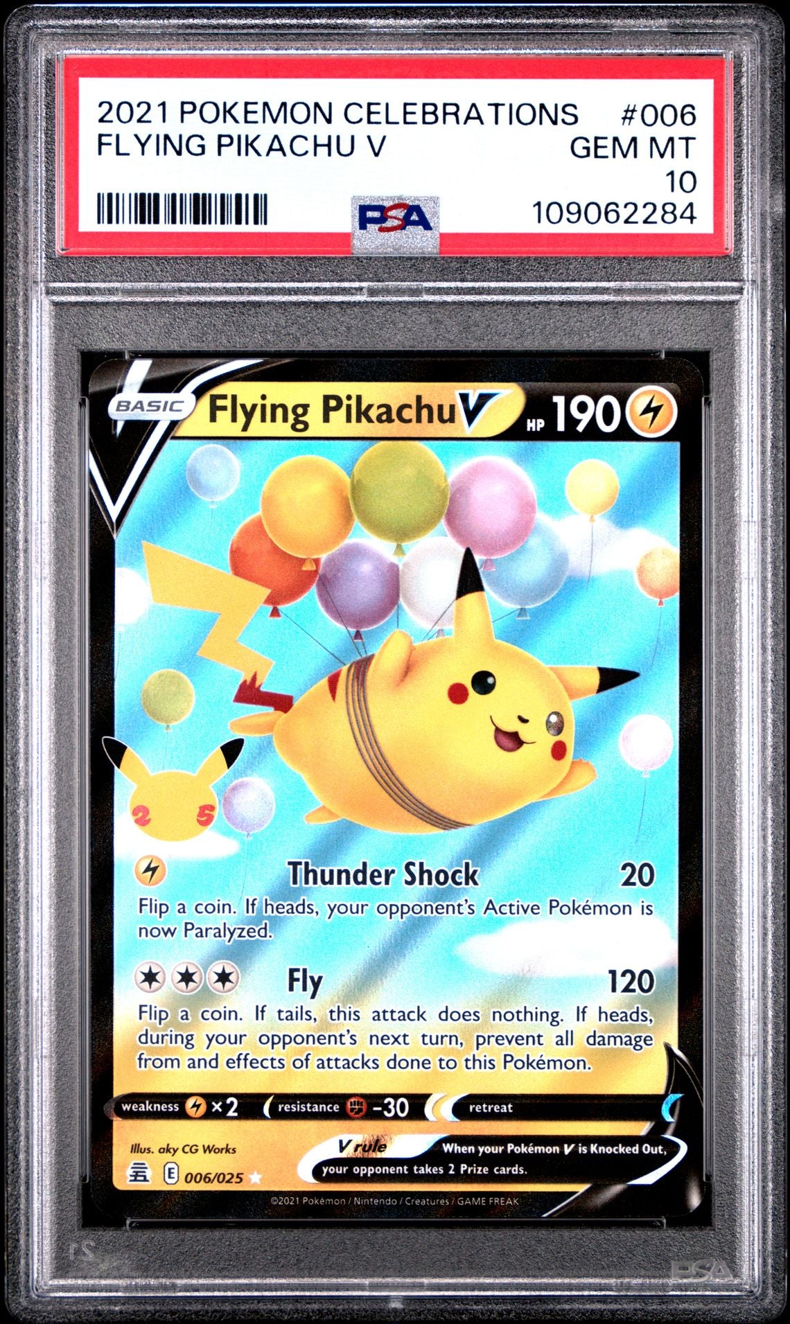 2021 pokemon pikachu card Celebrations 006 Flying V — PSA Graded Condition - SKU:GD - 35537 one piece custom display party grading or authentication MTG Edge of Eternities