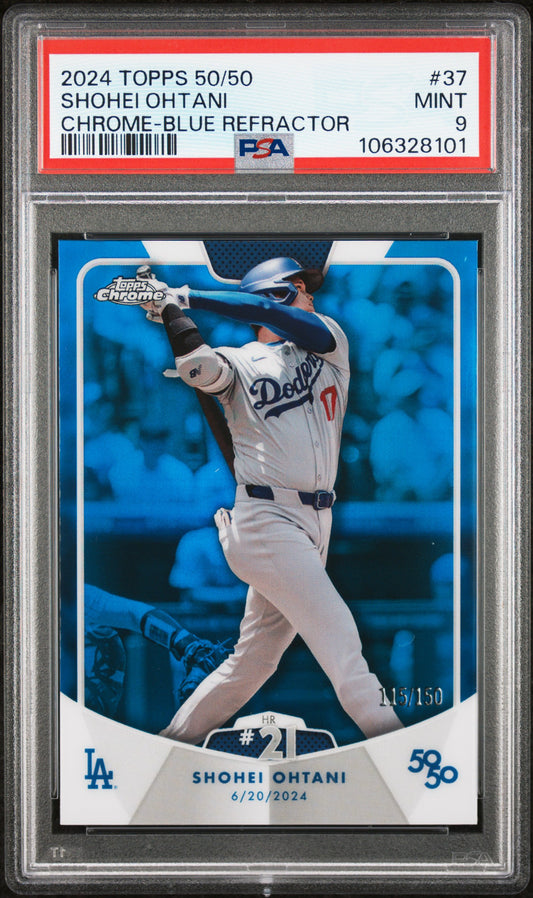 2024 Topps - Shohei Ohtani 50/50 - HR #21 - Blue Refractor - Limited to /150 - #37- PSA Graded Card