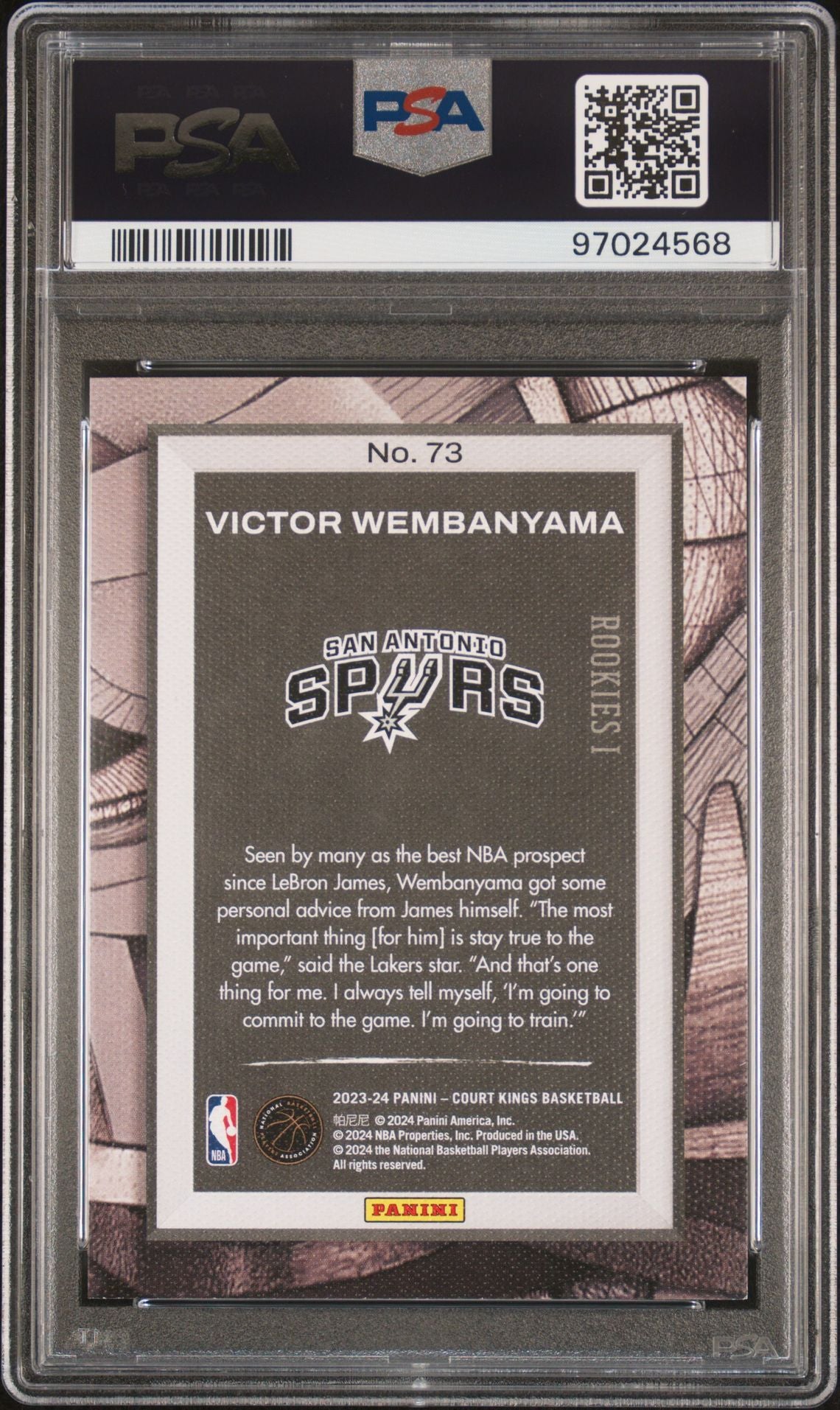 2023 Court Kings - Victor Wembanyama - Level 1 Rookie Card - #73 - PSA Graded Card