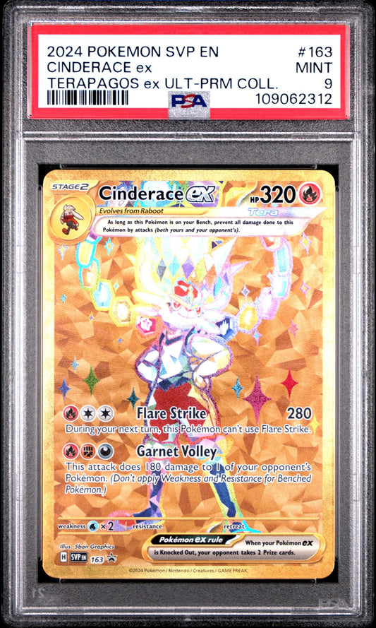 2024 Pokemon SVP En — SV Black Star Promo — 163 Cinderace Ex Terapagos Ex Ultra-Premium Collection — PSA Graded Card