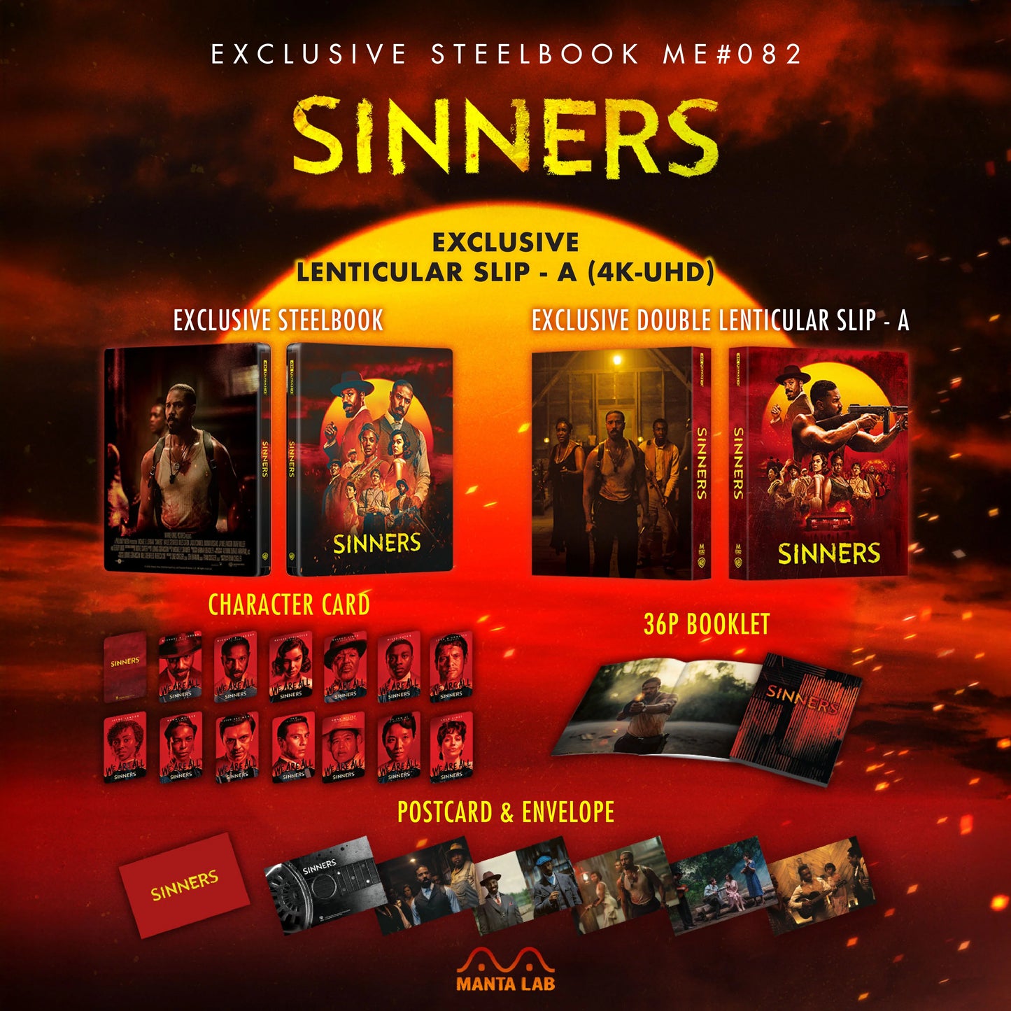 Sinners - Limited Edition 4K-UHD Steelbook (Double Lenticular Full Slip-A) - Numbered to /1000 - ME#82 MantaLab (PRE-ORDER JANUARY 2026)