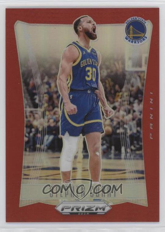 2023-24 Panini Prizm Deca  - Red Prizm - Stephen Curry #144 - Limited to /199 - Ungraded Raw Card