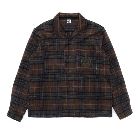 Hidden NY Brushed Wool Plaid Overshirt - Brown