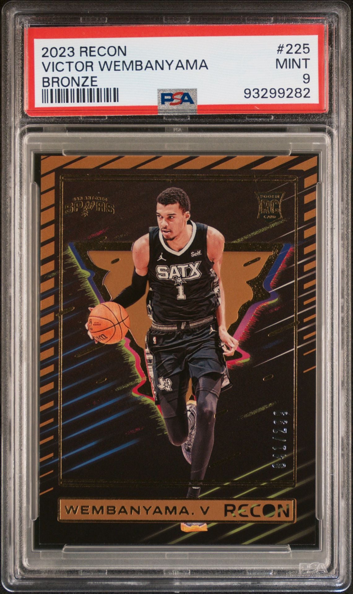 2023 Recon - Victor Wembanyama - Bronze Rookie Card - Numbered to /299 - #225 - PSA Graded Card