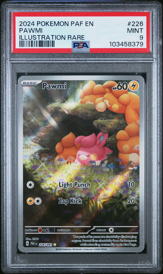 2024 Pokemon Paf EN-Paldean Fates #226 - Pawmi - Illustration Rare PSA 9 Front - Cert #103458379