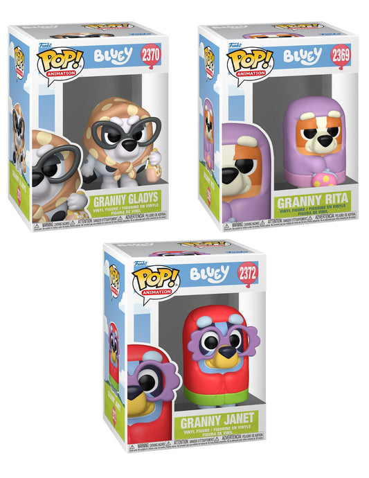 Funko Bluey - Granny Gang Vinyl Figure 3-Pack (Rita #2369, Gladys #2370, Janet #2372) - Hobby Exclusive (PRE-ORDER JULY 2026)