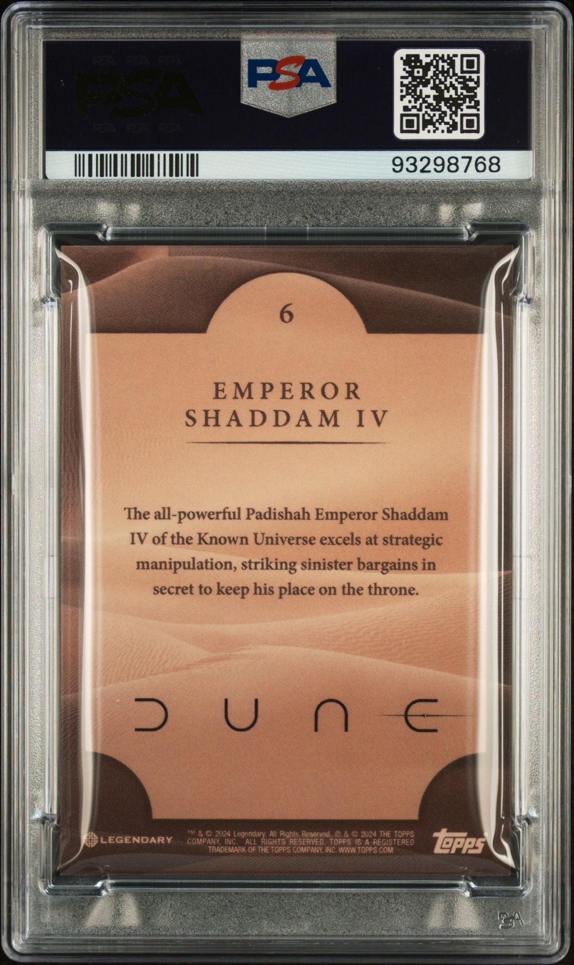 2024 Topps - Dune Release Day Exclusive #6  - Emperor Shaddam  - PSA 9 - Numbered to /150