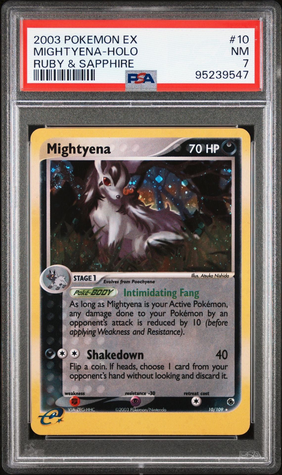 2003 Pokemon Ex Ruby & Sapphire 10 Mightyena-Holo - PSA Graded Card