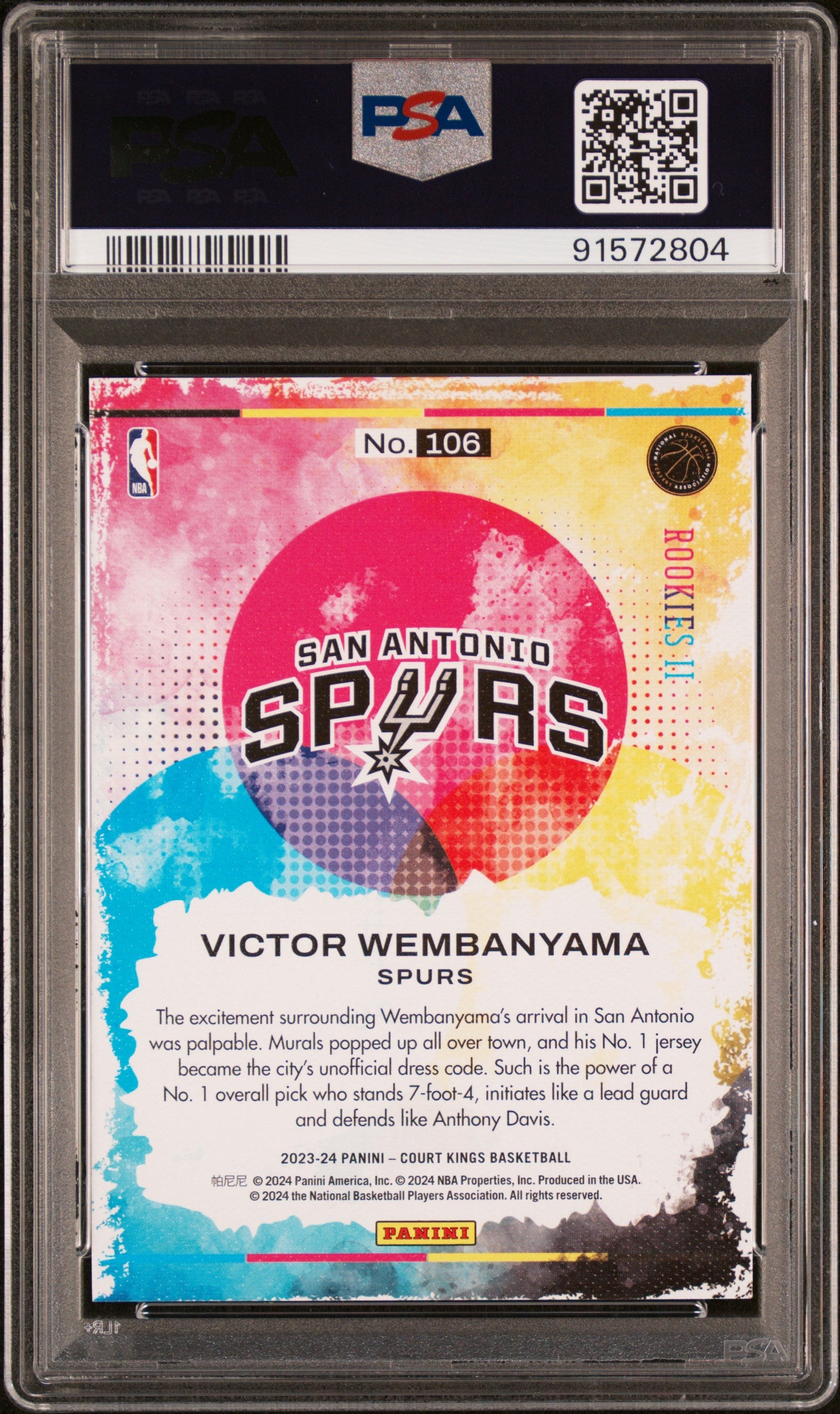 2023 Court Kings - Victor Wembanyama - Level 2 II Rookie Card - #106 - PSA Graded Card