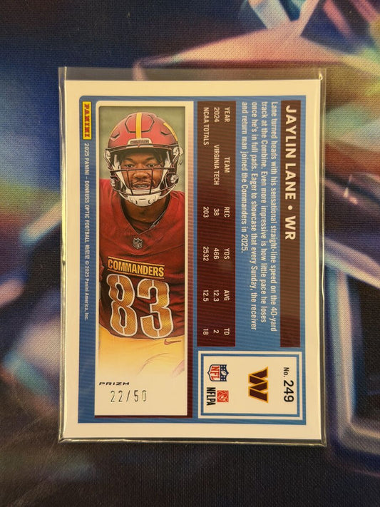 Jaylin Lane Rated Rookie Lime Green Prizm Back - 2025 Donruss Optic