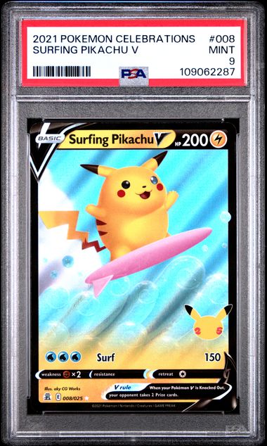 2021 Pokemon Celebrations - PSA 9 Set - Flying Pikachu V #006 + Surfing Pikachu V #008
