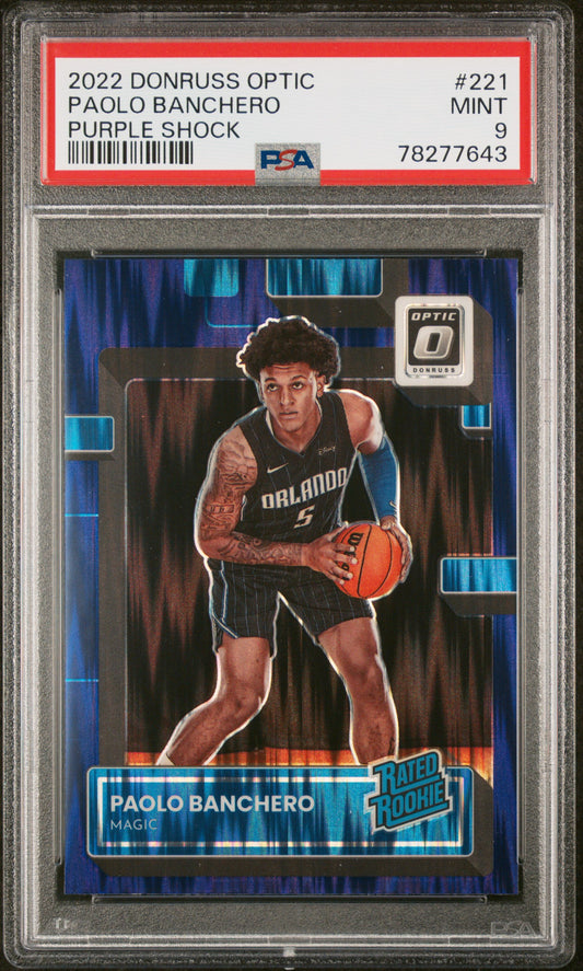 2022 Donruss Optic - Paolo Banchero - Purple Shock Rookie Card - #221 - PSA Graded Card