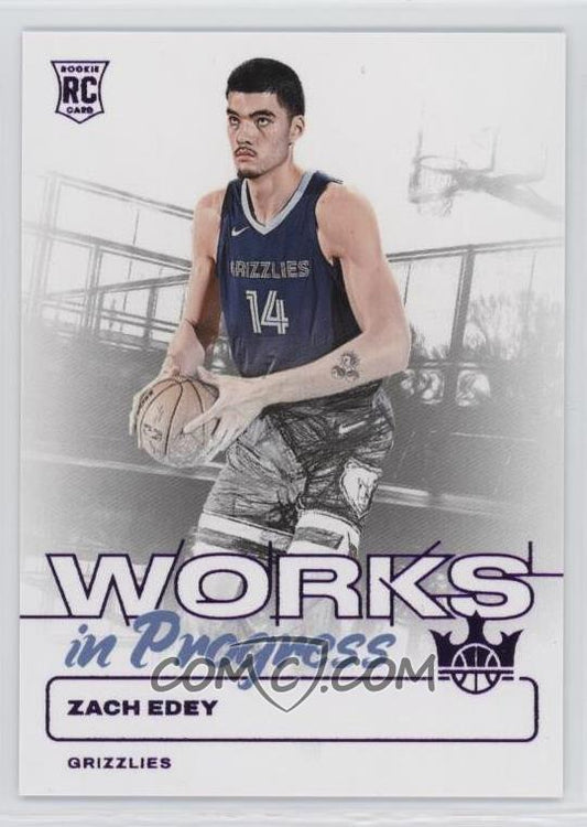 2024-25 Panini Court Kings - Works in Progress - Pink - Zach Edey #13 - Limited to /99 - Rookie Card - Ungraded Raw Card