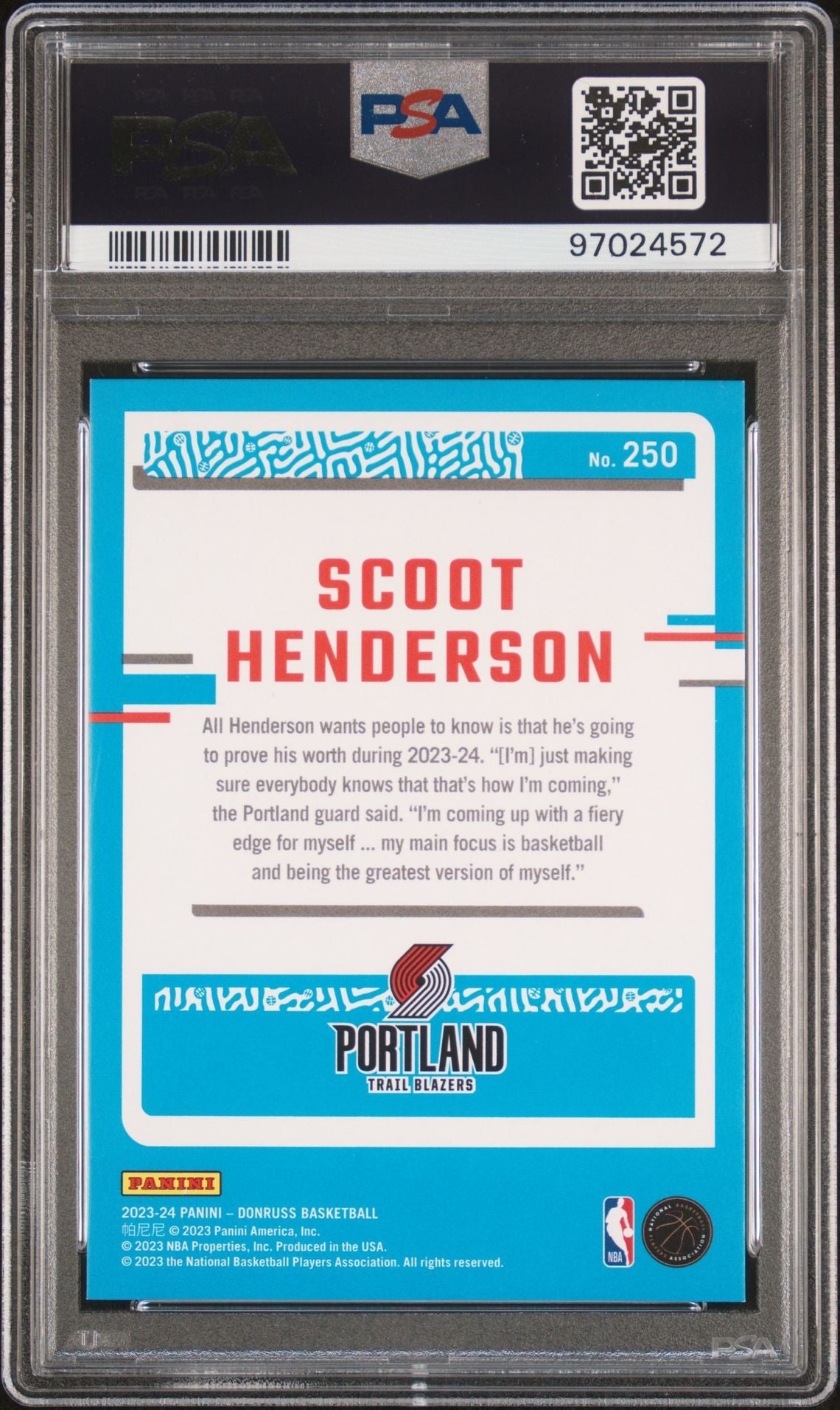 2023 Donruss - Scoot Henderson - Red Choice Rookie Card - Numbered to /99 - #250 - PSA Graded Card