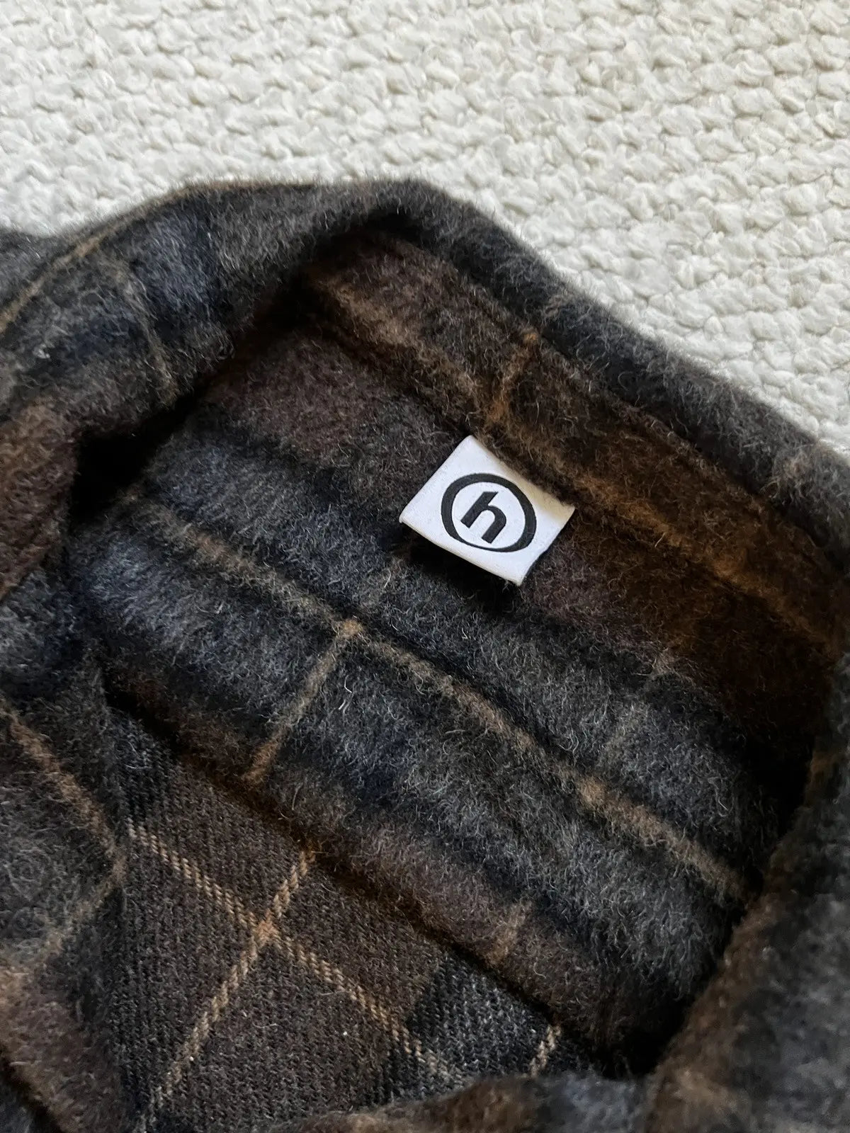 Hidden NY Brushed Wool Plaid Overshirt - Brown