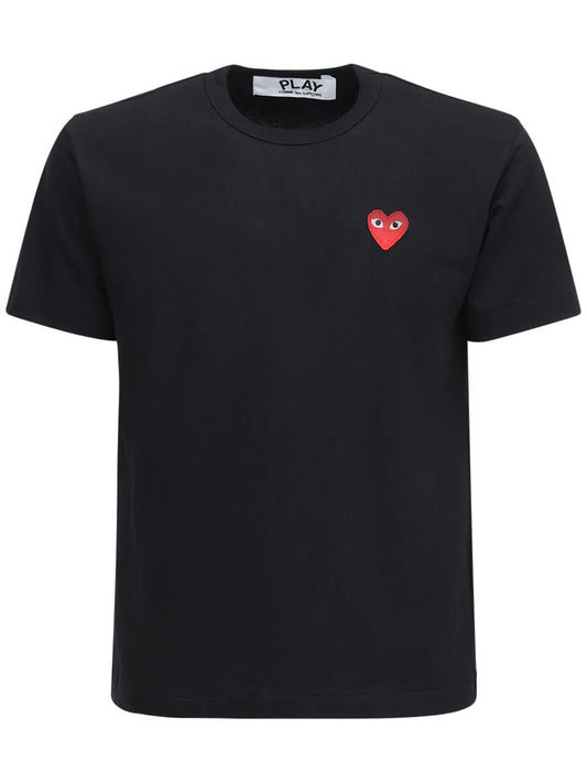 COMME DES GARÇONS HEART PATCH LOGO T-SHIRT BLACK