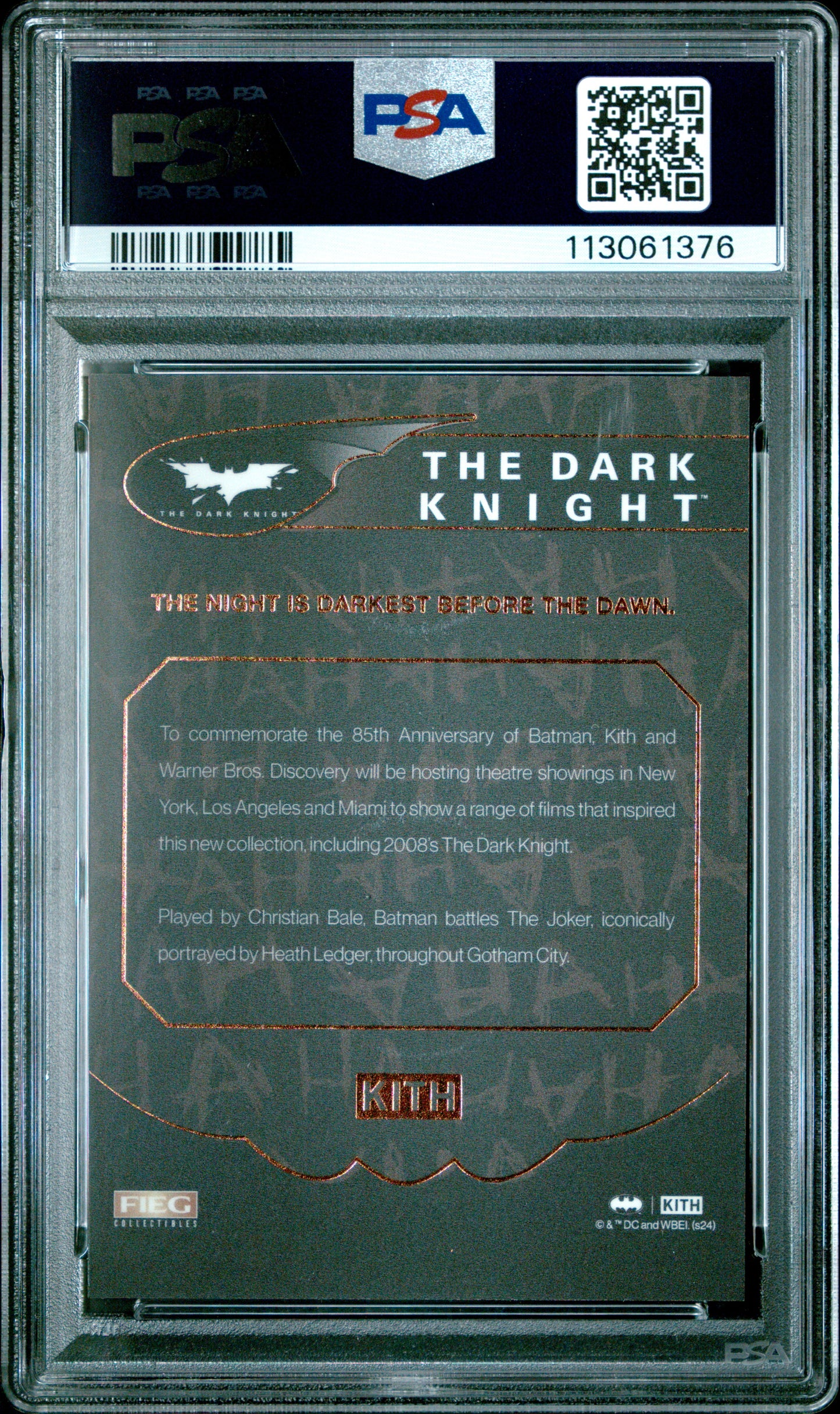 2024 Batman x KITH - The Dark Knight Promo Card - Feig Collectibles - PSA Graded Card