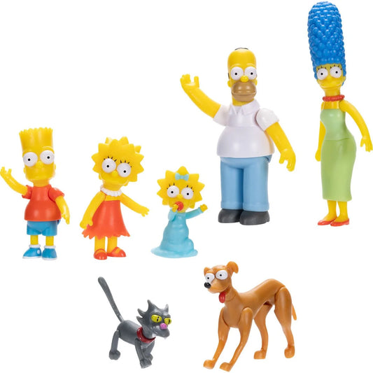 The Simpsons - 7 Piece Family Set - 2 1/2-inch Scale Action Figure Multipack - Jakks Pacific