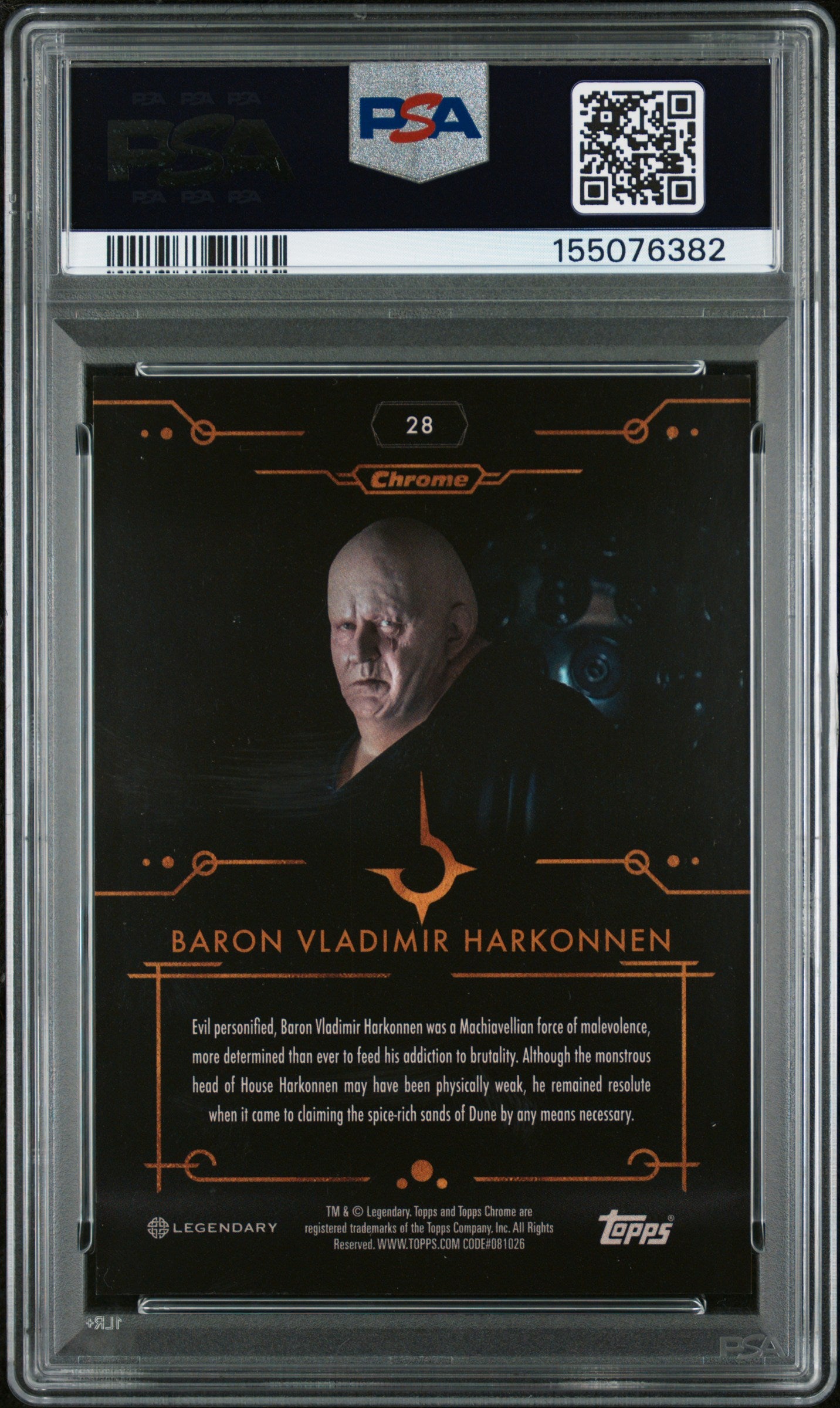 2024 Topps Dune Chrome - Baron V. Harkonnen - Red Refractor /5 #28 - PSA Graded Card