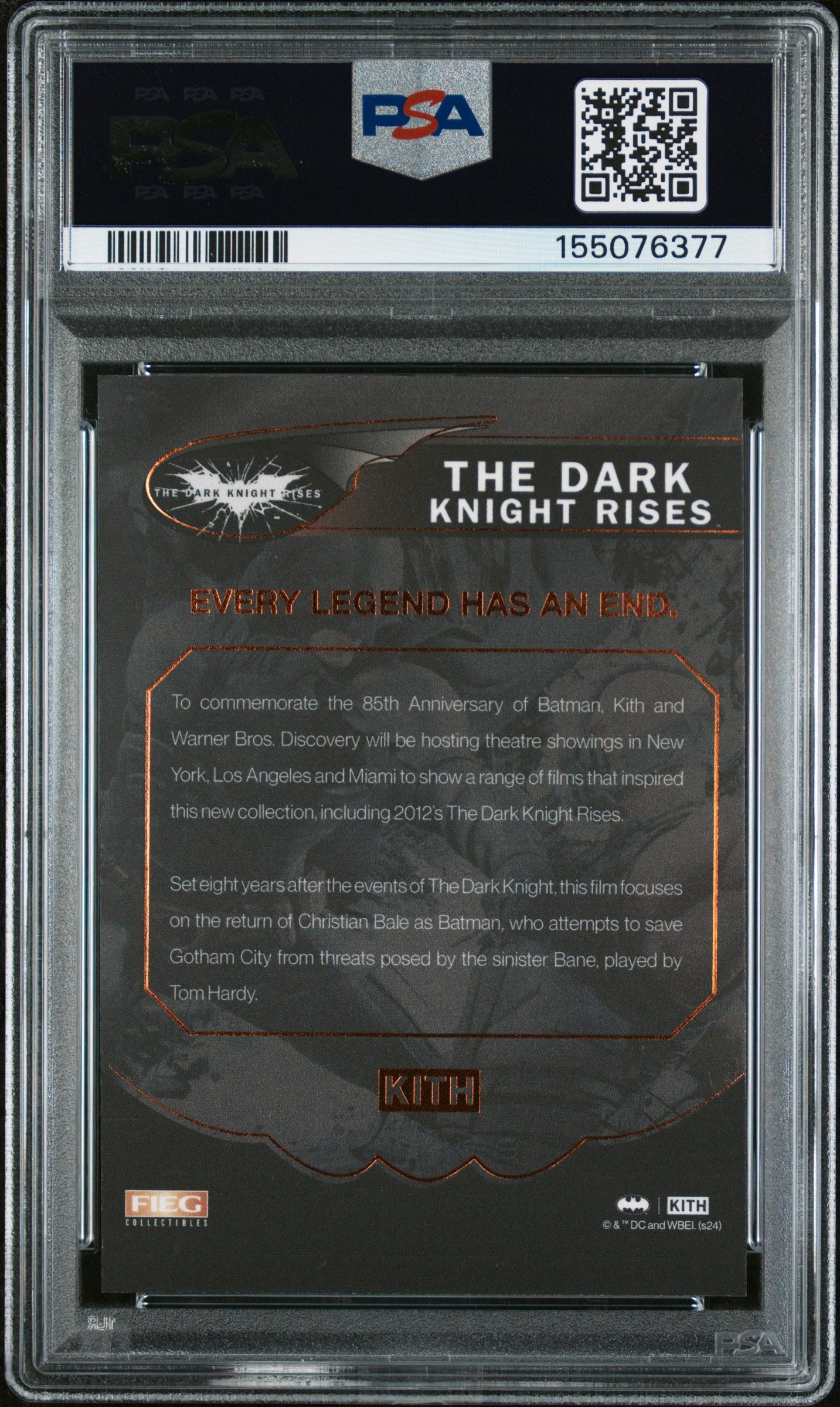 2024 Batman X Kith Promo Card - Dark Knight Rises 2012 - Feig Collectibles - PSA Graded Card