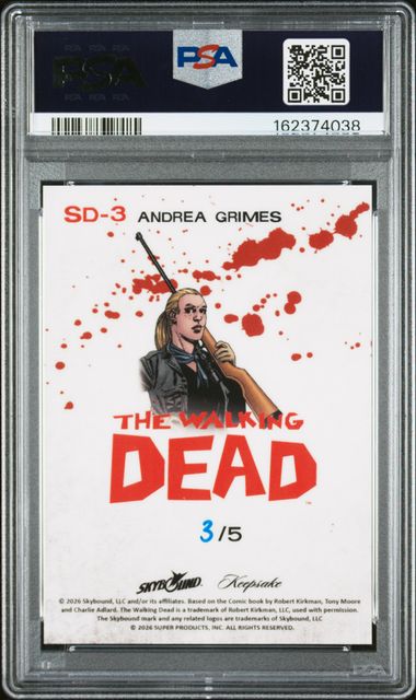 2026 Keepsake Walking Dead PSA Exclusive SDCC - Andrea Grimes - Blood Splatter Limited to /5 #3 - PSA Graded Card