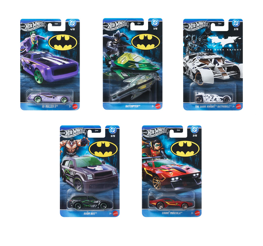 Hot Wheels Silver Series - Batman Themed 2026 Mix 1 - Complete set of 5 Cars (956S)