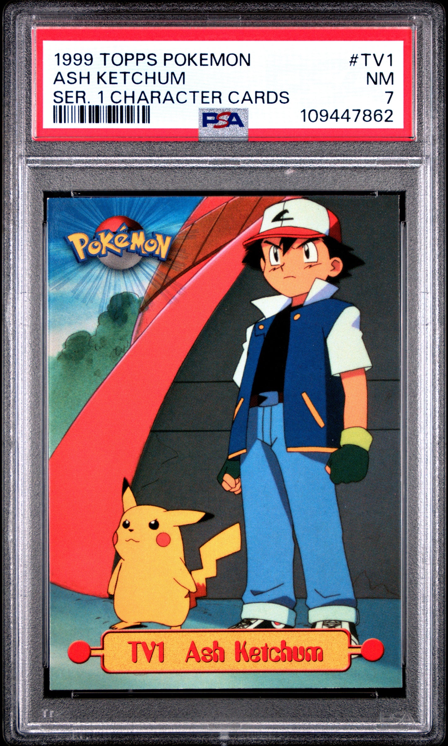 1999 Topps Pokemon Series 1 - Ash Ketchum - Character Cards #TV1 - PSA Graded Card